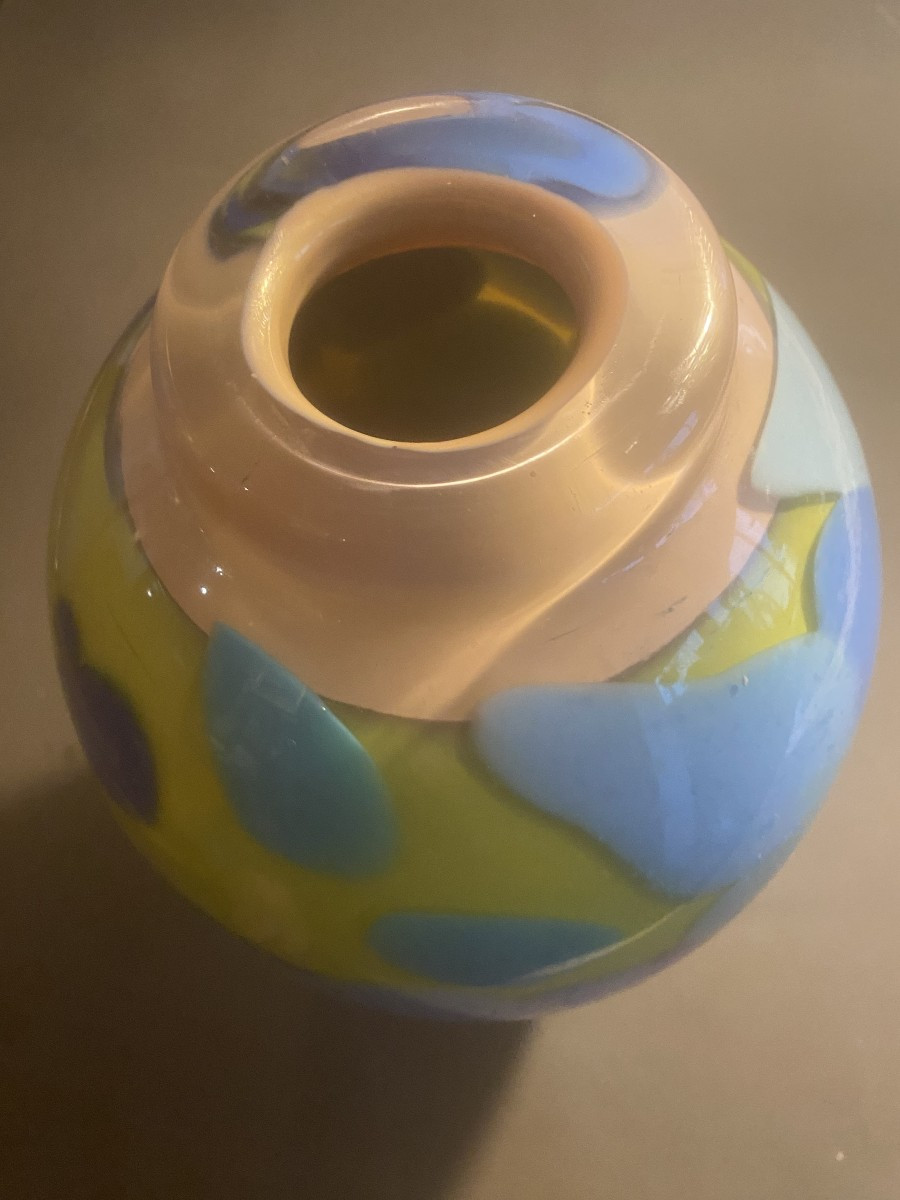 Large Vase In Blown Glass By Master Glassmaker Ada Loumani In Valbonne-photo-2