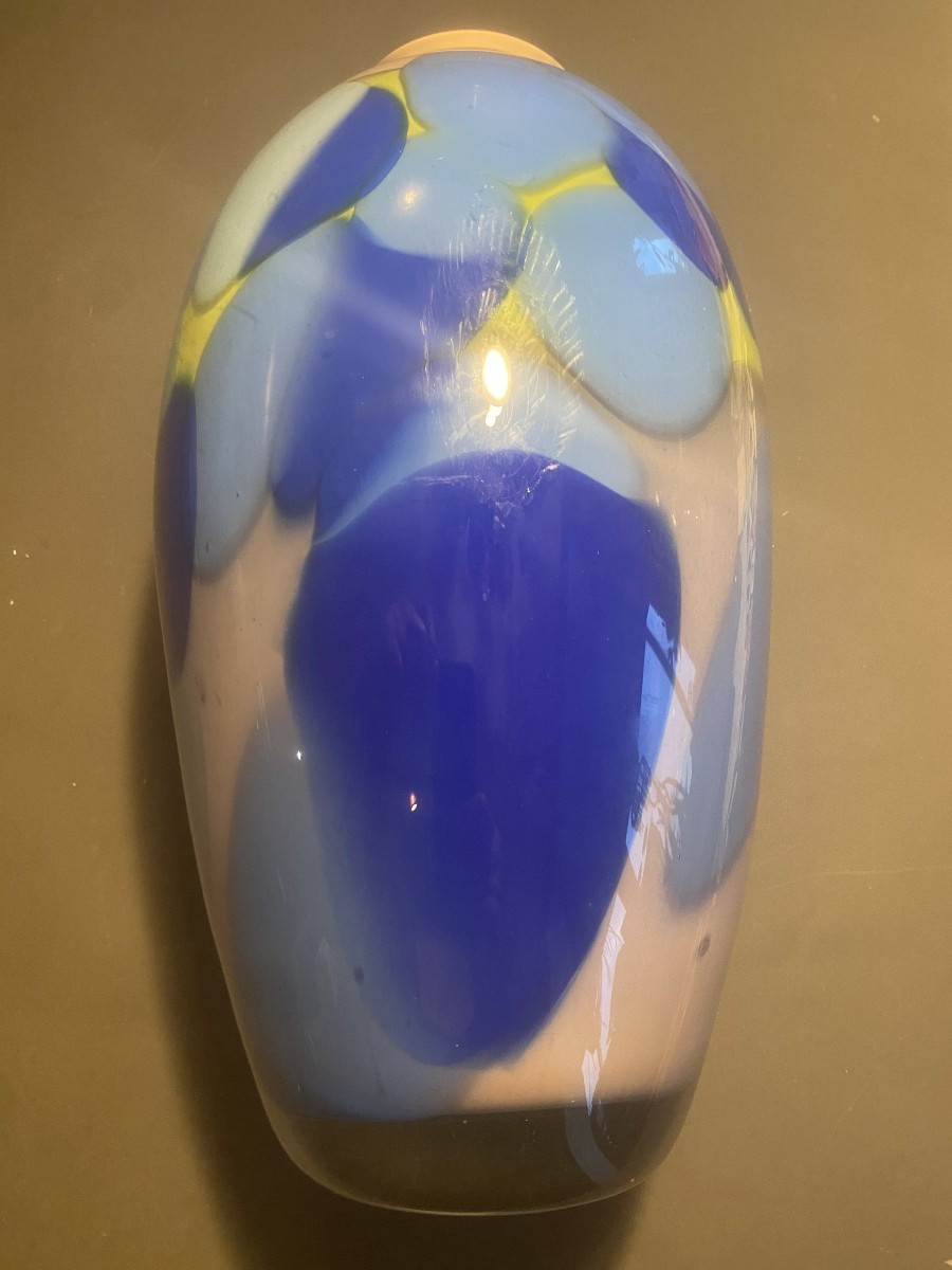 Large Vase In Blown Glass By Master Glassmaker Ada Loumani In Valbonne-photo-3