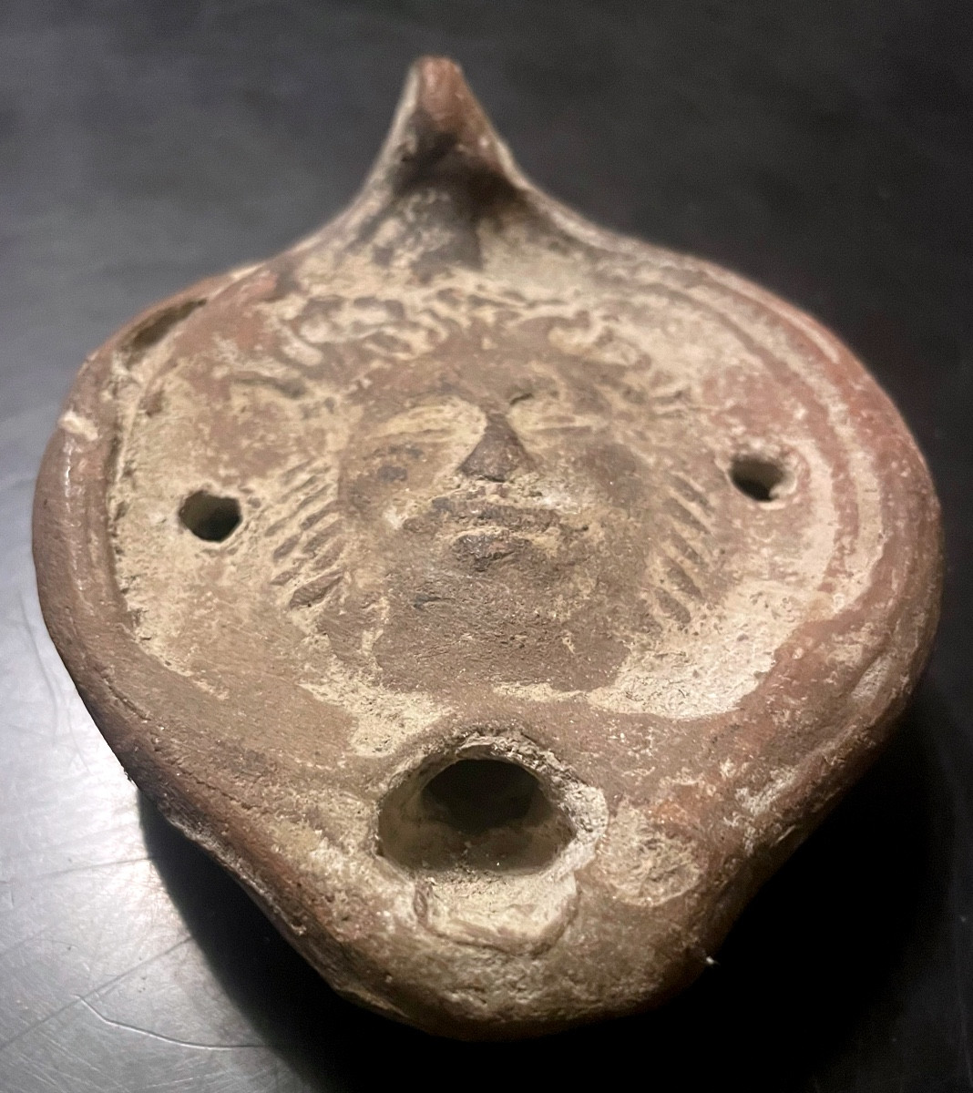 Lampe à huile romaine en terre cuite -photo-4