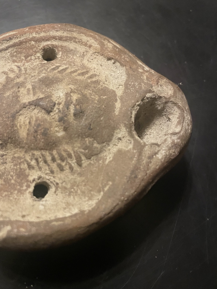 Lampe à huile romaine en terre cuite -photo-2