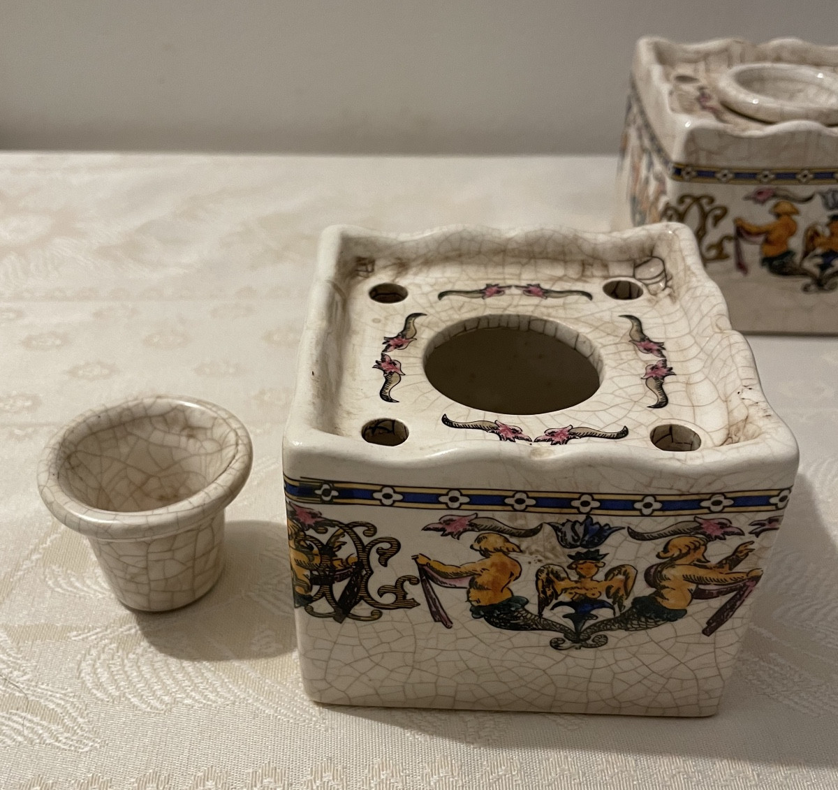 Paire d'encriers en faïence -photo-3