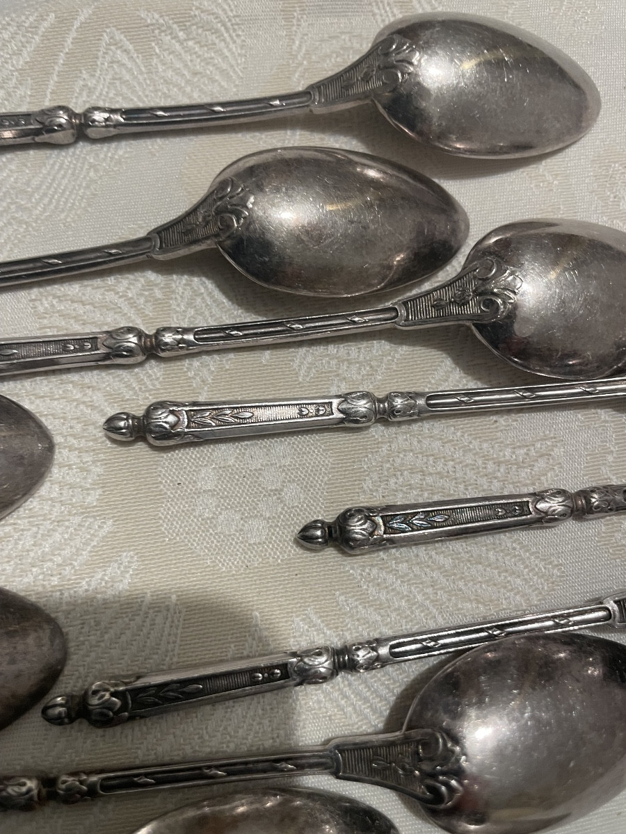 Set Of 12 Small 19th-century Solid Silver Spoons-photo-3