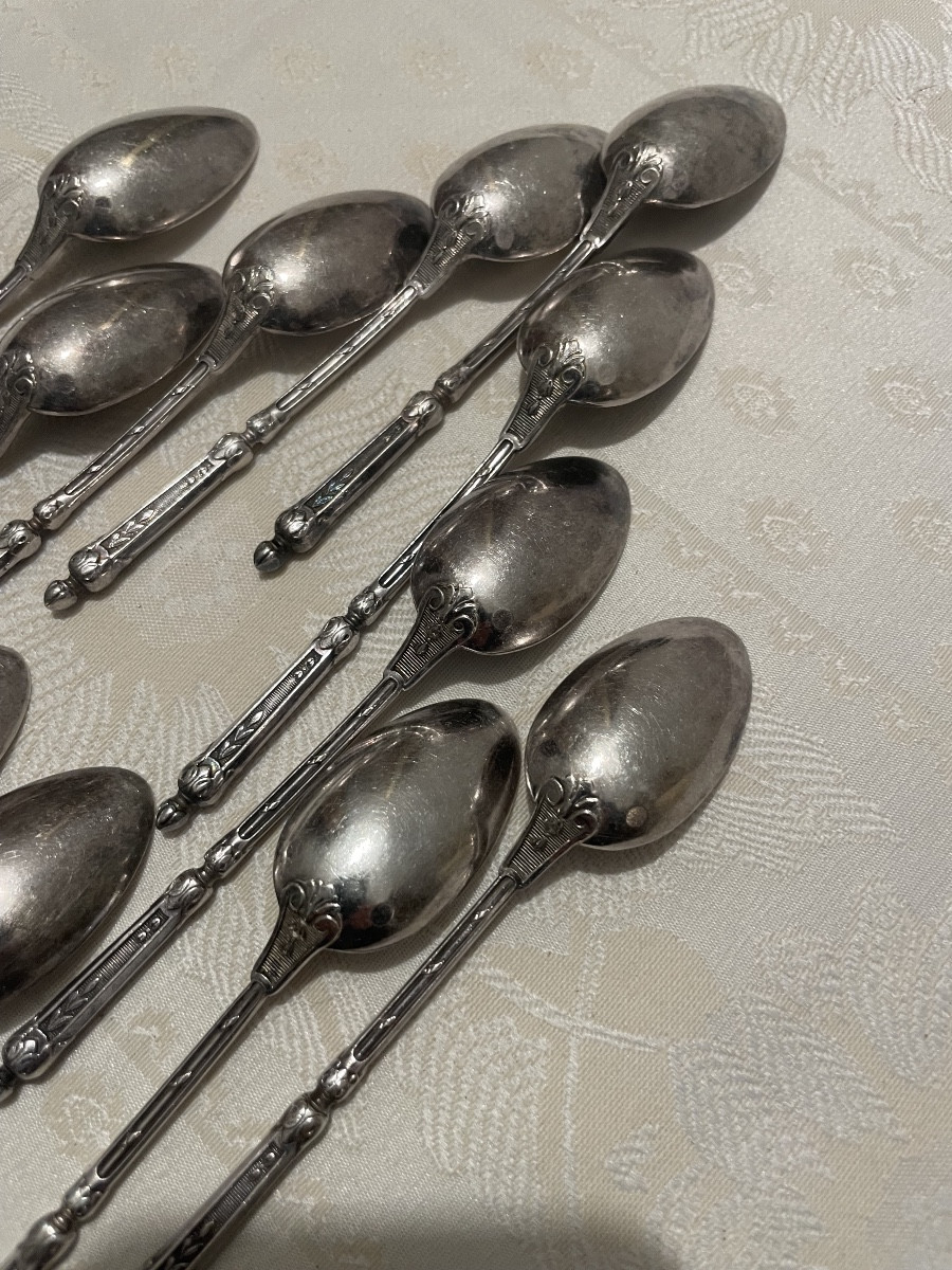 Set Of 12 Small 19th-century Solid Silver Spoons-photo-4