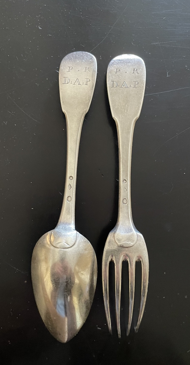 Couvert ancien en argent massif -Marseille-époque Consulat /Empire -photo-2