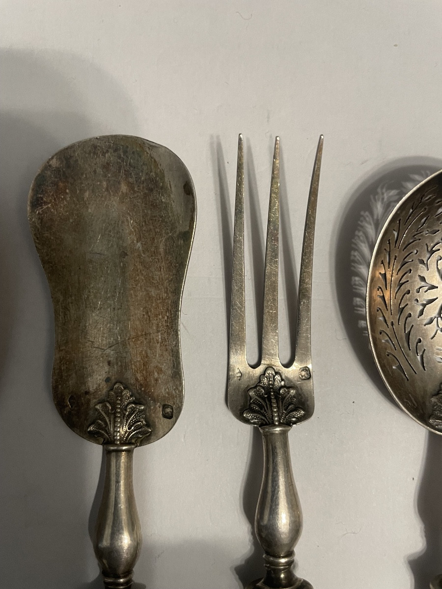 Solid Silver Serving Set – Silversmith François-auguste Boyer? – Paris, 19th Century-photo-3