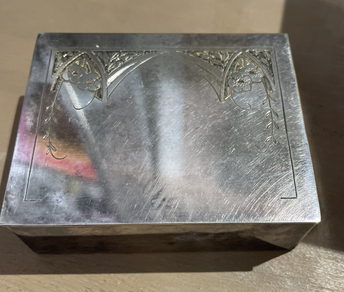 Rectangular Box In Solid Silver In Art Nouveau Style, Circa 1900.-photo-6