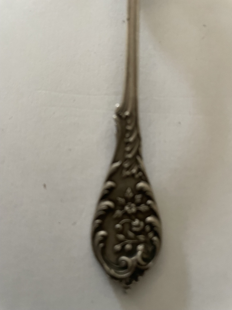 Art Nouveau Sugar Spoon In Solid Silver And Vermeil – Minerva Hallmark, Silversmith E.e.-photo-7
