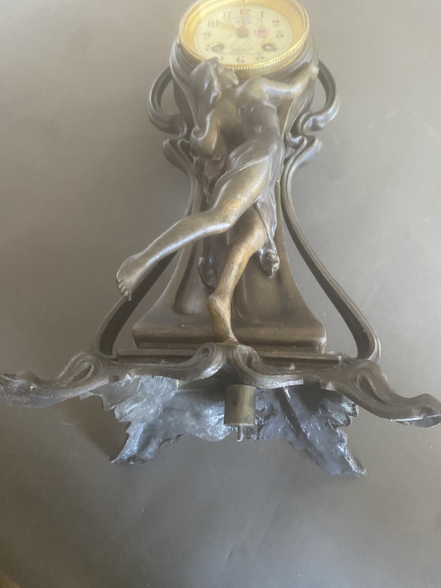pendule Art Nouveau en régule Nicolas Balestra Cannes / Vichy -photo-6