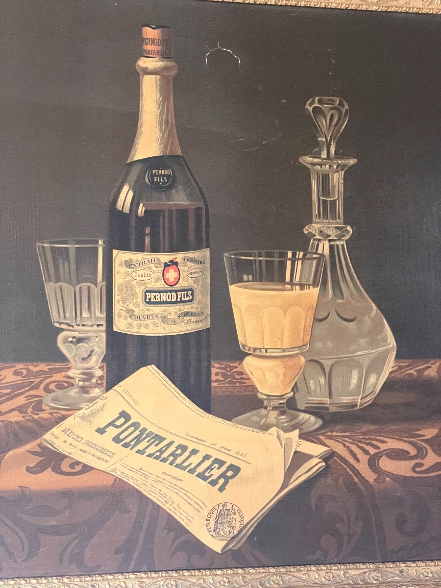 Beautiful Late 19th-century Advertising Chromolithograph Depicting "l 'absinthe" -photo-2