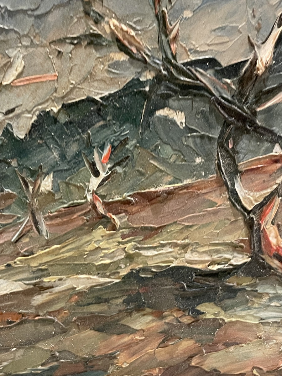 Huile au couteau – paysage provençal – signé Lienhard, 1964-photo-2