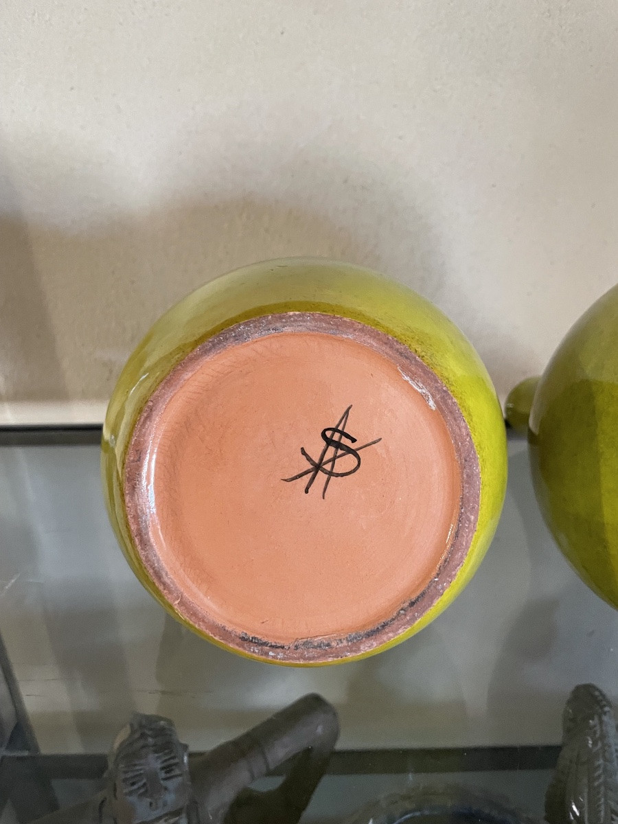 Pair Of Glazed Ceramic Pitchers – Atelier De Dieulefit – Circa 1950-photo-2