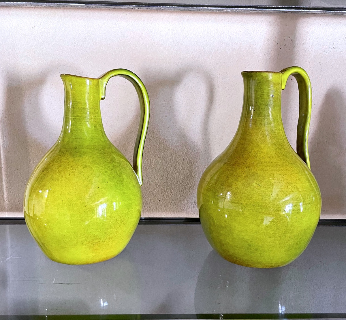 Pair Of Glazed Ceramic Pitchers – Atelier De Dieulefit – Circa 1950