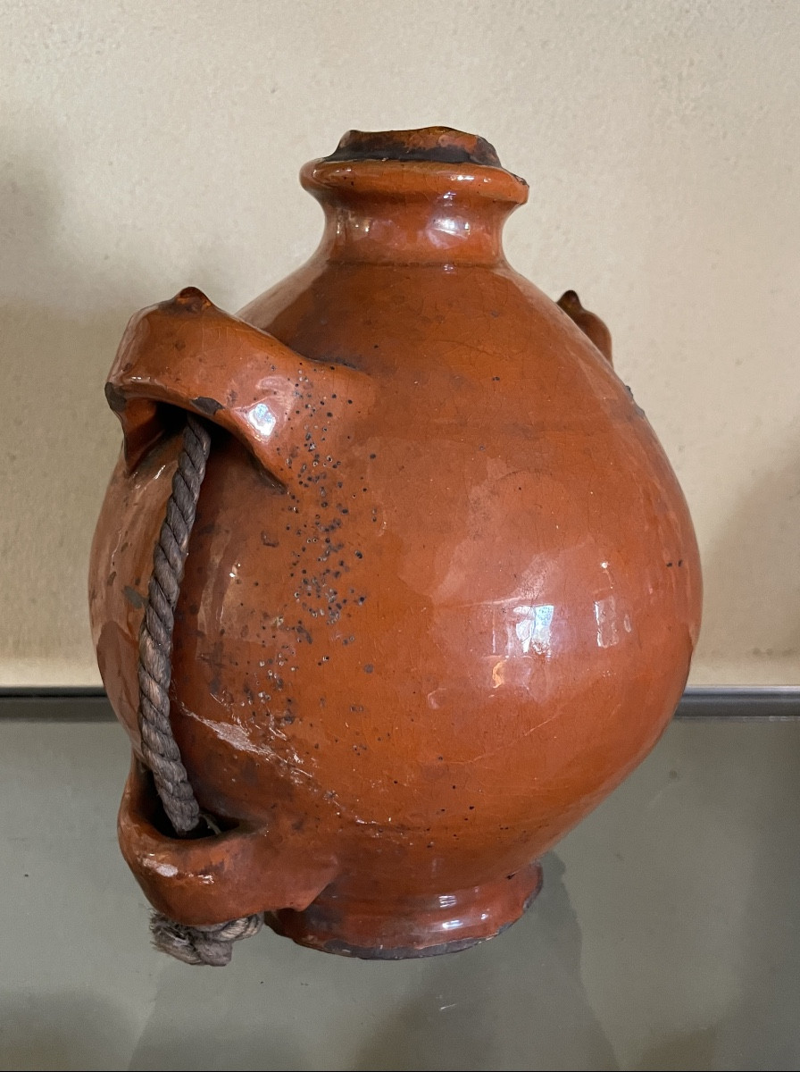 "Conscience " provençale en terre cuite vernissée – XIXe / début XXe siècle-photo-2