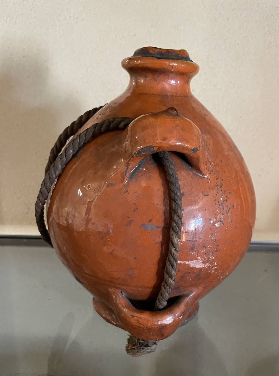 "Conscience " provençale en terre cuite vernissée – XIXe / début XXe siècle-photo-3