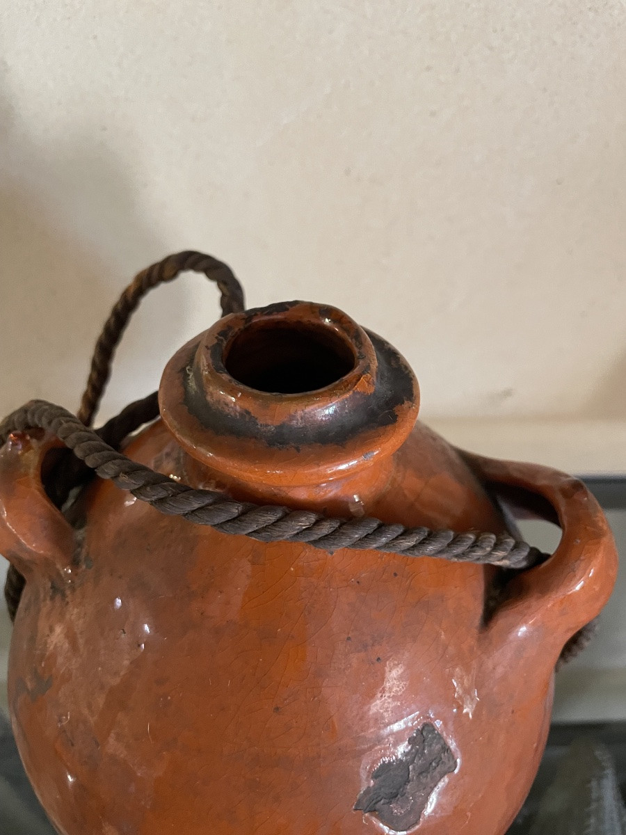 "Conscience " provençale en terre cuite vernissée – XIXe / début XXe siècle-photo-1