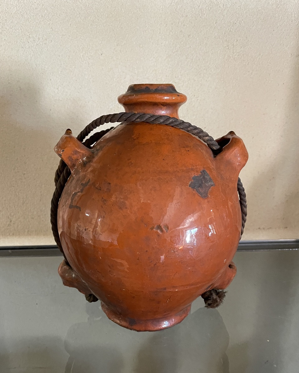 "Conscience " provençale en terre cuite vernissée – XIXe / début XXe siècle-photo-3