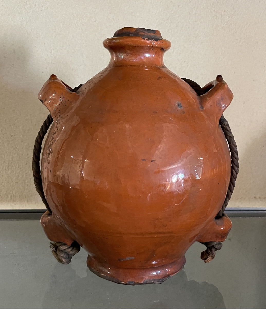 "Conscience " provençale en terre cuite vernissée – XIXe / début XXe siècle