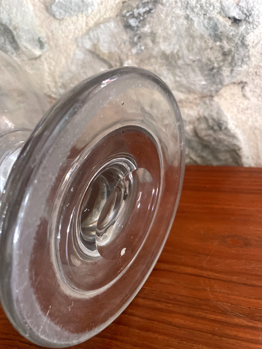 Grand flacon d’apothicaire XIXe en verre soufflé – superbe présence, pontil visible-photo-3