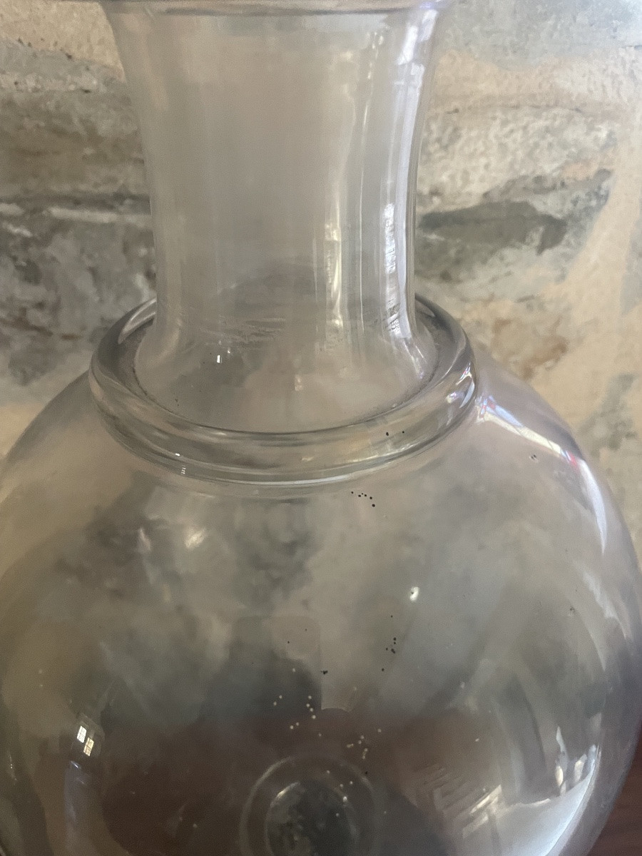 Grand flacon d’apothicaire XIXe en verre soufflé – superbe présence, pontil visible-photo-4