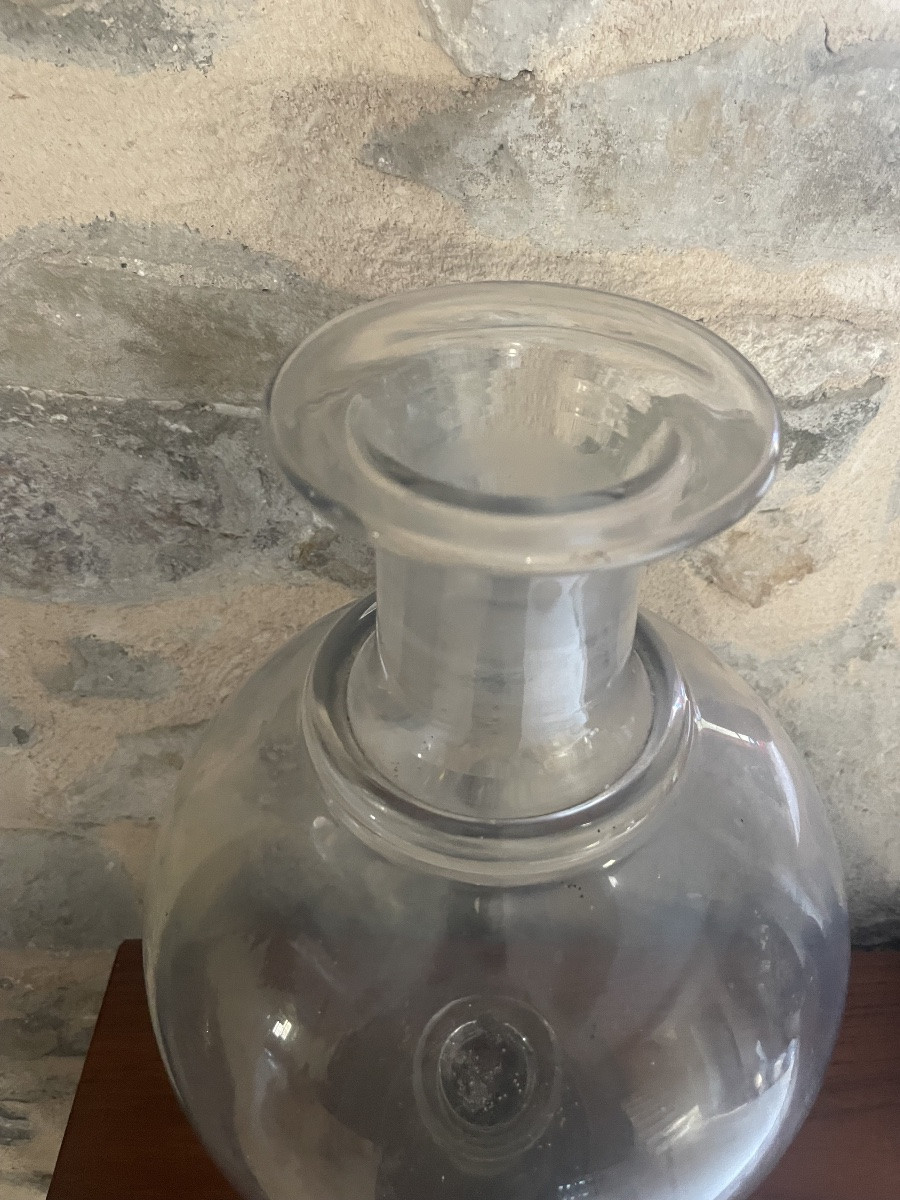 Grand flacon d’apothicaire XIXe en verre soufflé – superbe présence, pontil visible-photo-6