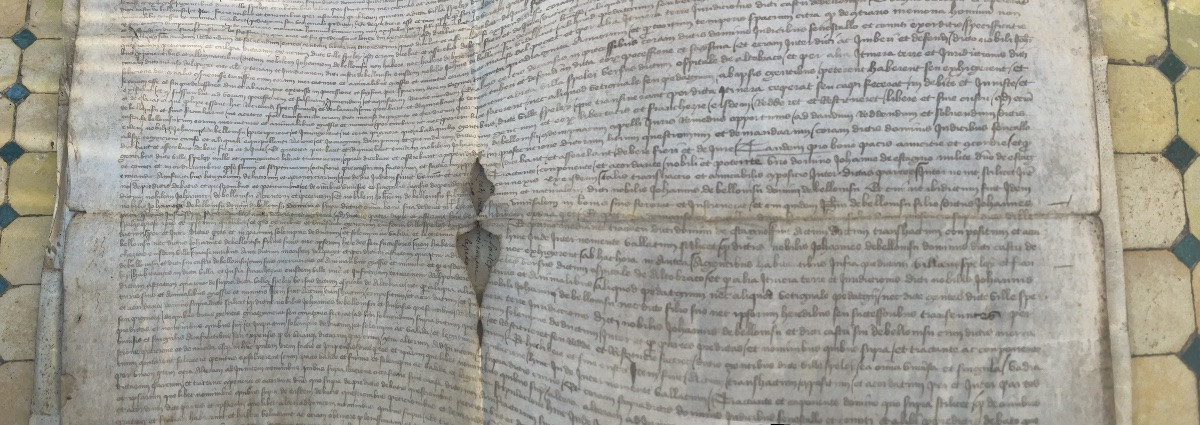 Ensemble de deux parchemins médiévaux – Bellignat & Oyonnax (Ain) – Transaction juridique datée-photo-6
