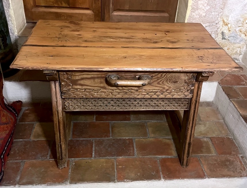 Small 19th Century Carved Pine Mountain Table