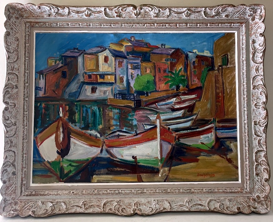 René Palmero – Erbalunga (cap Corse) – Large Oil On Canvas – 73 × 53 Cm