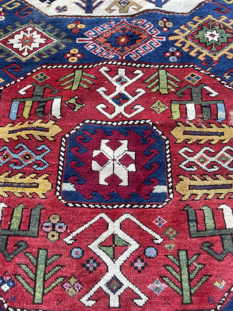 Tapis caucasien Kazak ancien noué main – 260 × 125 cm – Très bel état-photo-1