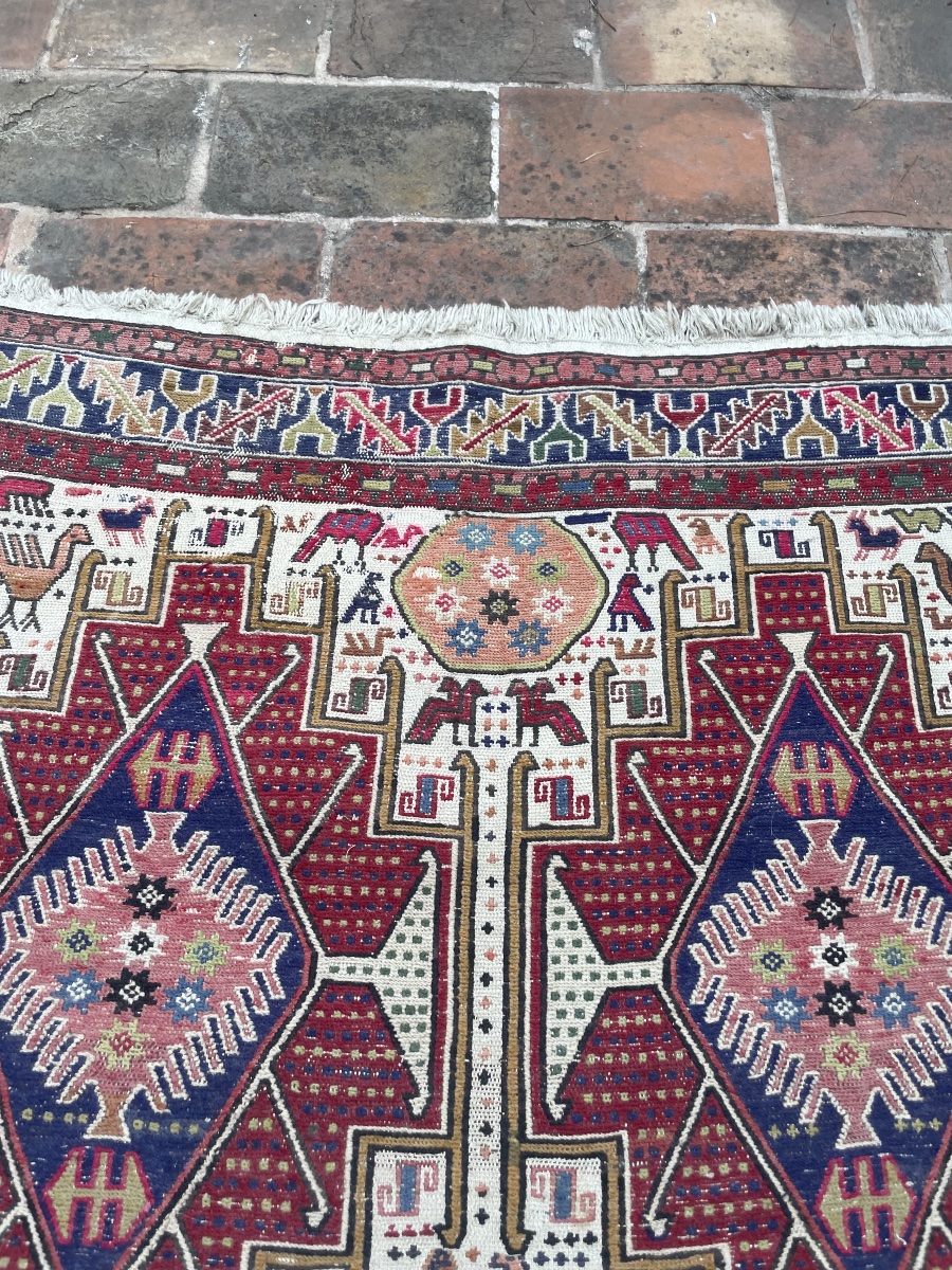 Tapis d'Orient Ardebil, Iran – Noué main – Décor caucasien animalier – 195 × 107 cm-photo-4