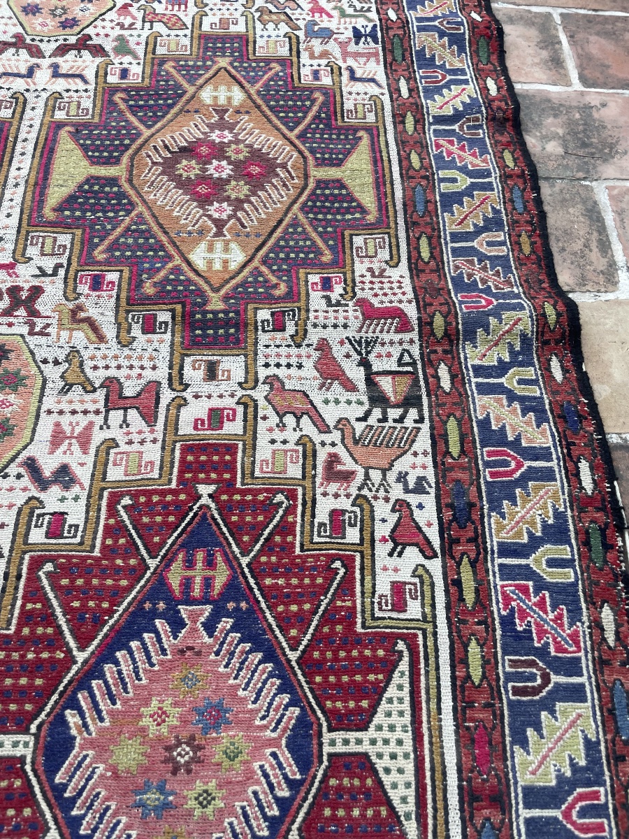 Tapis d'Orient Ardebil, Iran – Noué main – Décor caucasien animalier – 195 × 107 cm-photo-3