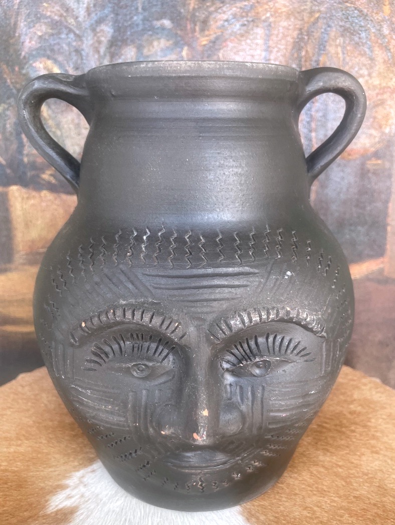 François Carrazé – Large Anthropomorphic Vase With Two Faces, Black Ceramic, Saint-maximin, Cir-photo-2