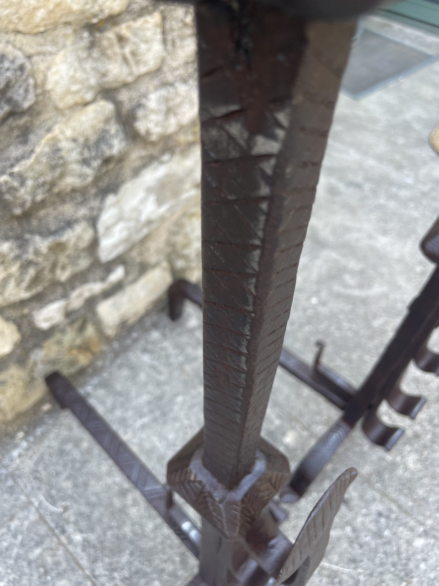 Paire de grands chenets en fer forgé – Fin XVIIIᵉ / Début XIXᵉ siècle-photo-3