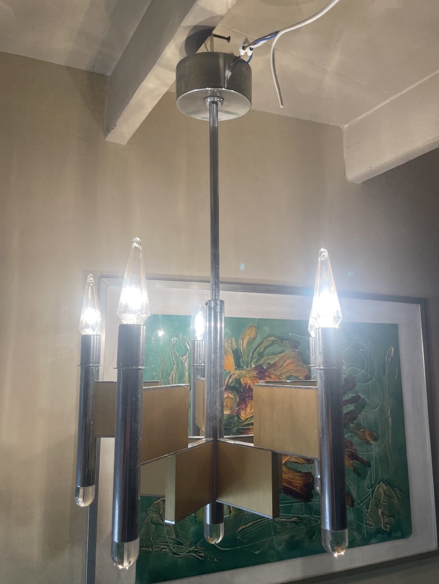 Gaetano Sciolari – Italian Five-light Chandelier – Circa 1970-photo-2