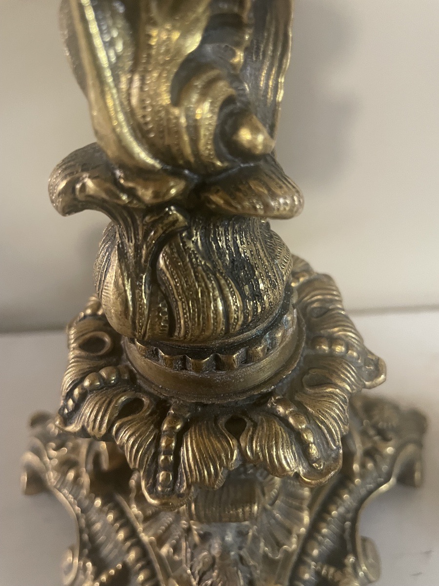 Paire de candélabres en bronze à 4 lumières – Style Louis XV – Vers 1950-photo-1