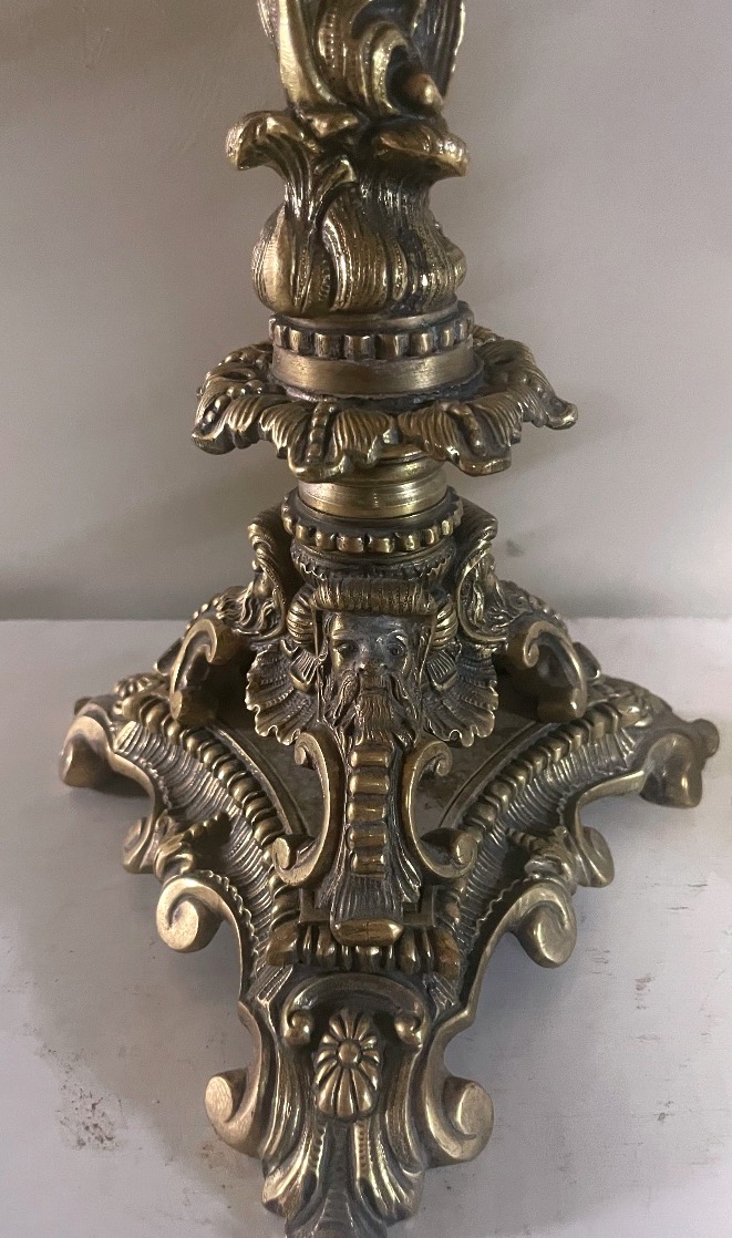 Paire de candélabres en bronze à 4 lumières – Style Louis XV – Vers 1950-photo-4