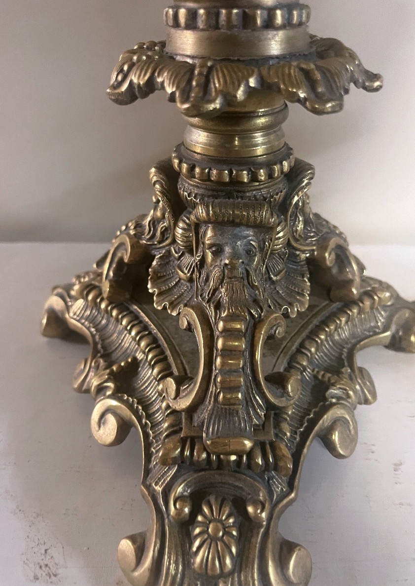 Paire de candélabres en bronze à 4 lumières – Style Louis XV – Vers 1950-photo-5