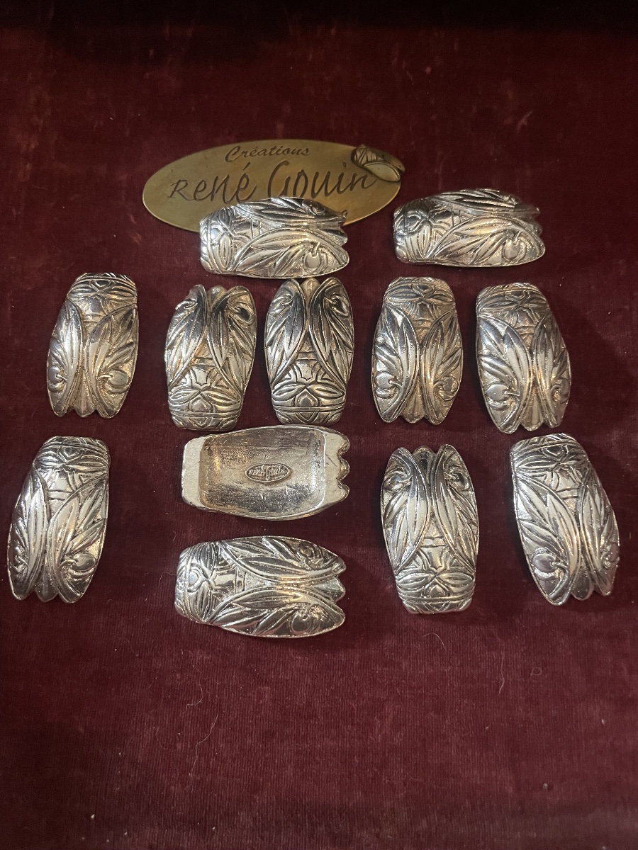“cigales” Knife Block – 12-piece Set Designed By René Gouin – Olive Branch Motif
