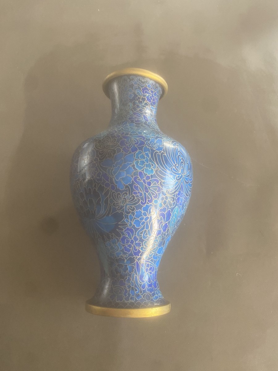 un vase en cloisonné emaux sur bronze Chine première partie du XX ° siècle -photo-3