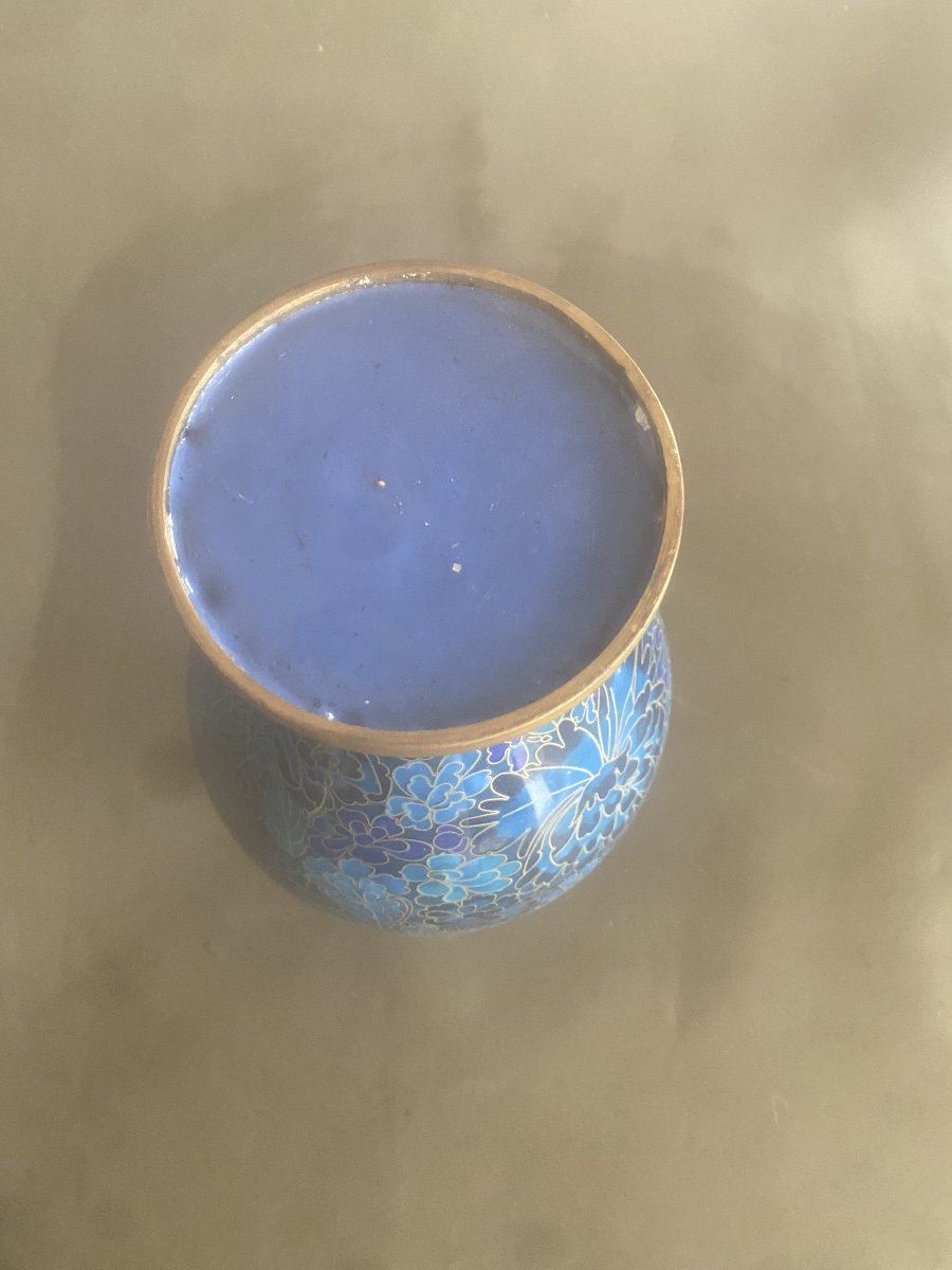 un vase en cloisonné emaux sur bronze Chine première partie du XX ° siècle -photo-4