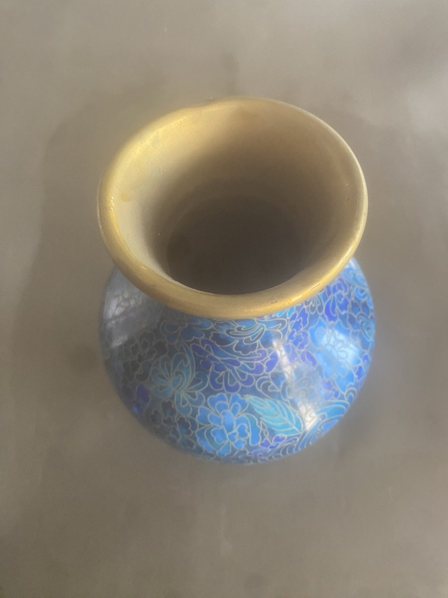 un vase en cloisonné emaux sur bronze Chine première partie du XX ° siècle -photo-1