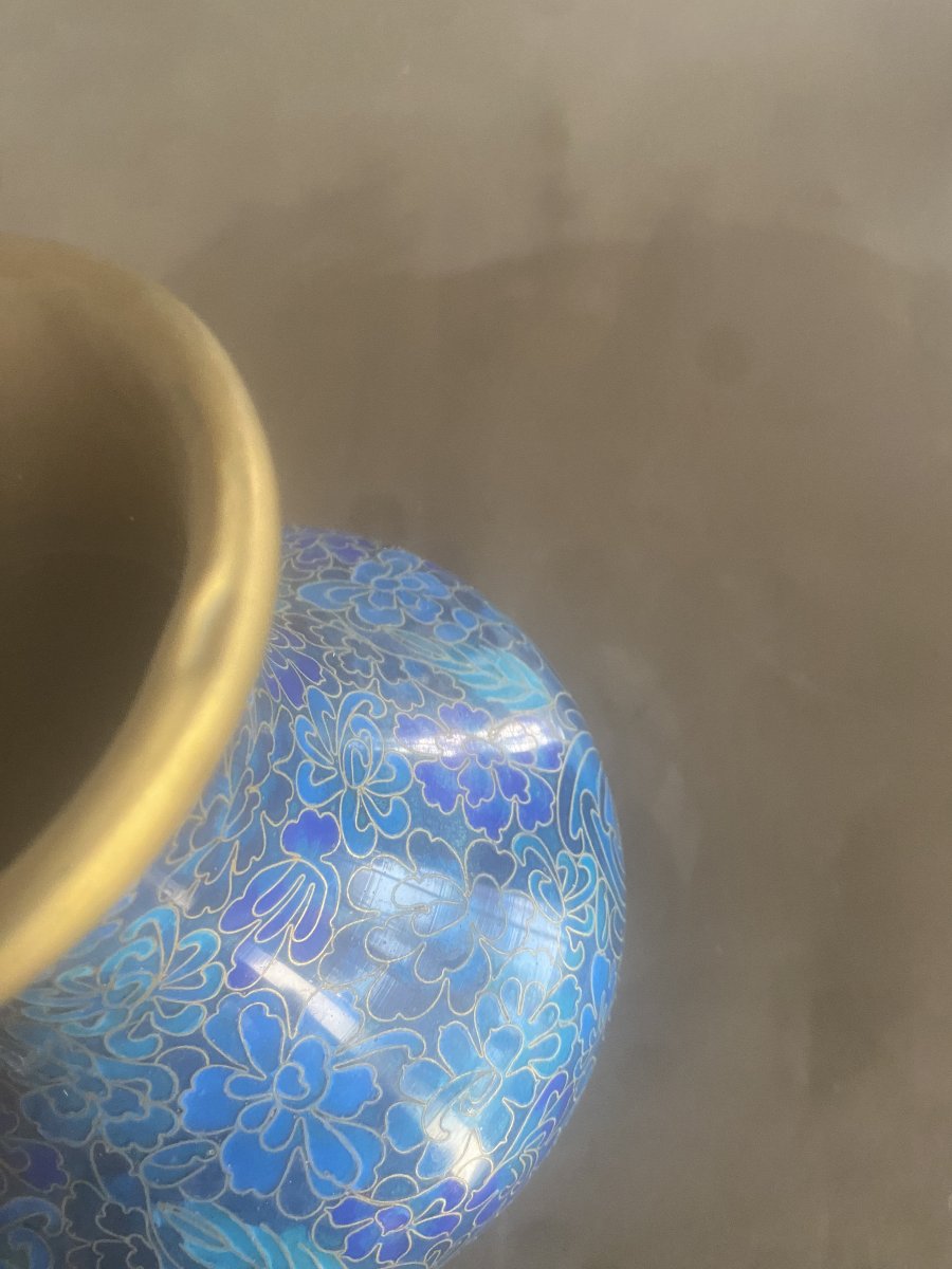 un vase en cloisonné emaux sur bronze Chine première partie du XX ° siècle -photo-2