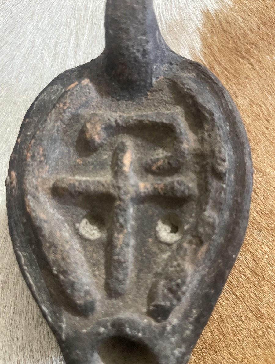 Roman Terracotta Oil Lamp – Cross Motif – Late Antiquity – 10 Cm-photo-4
