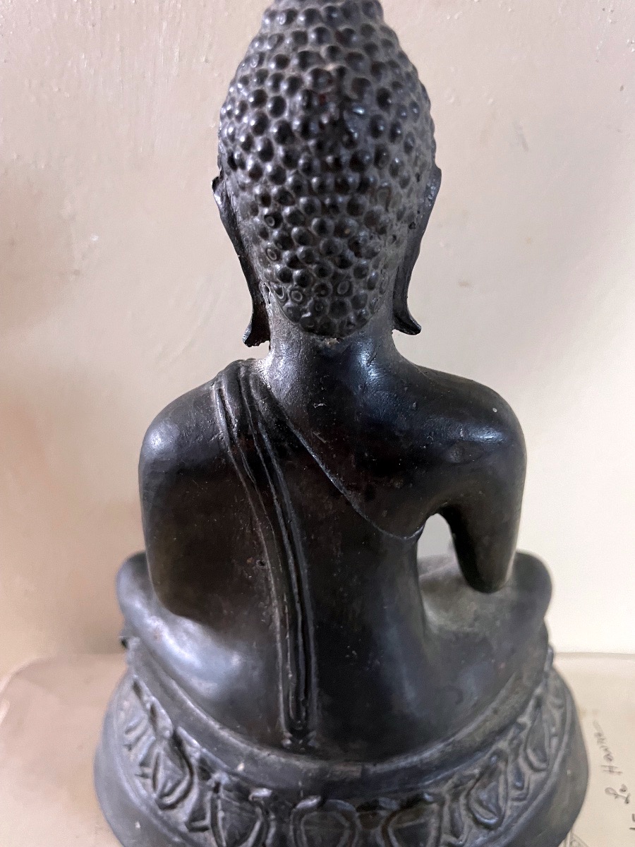 Bouddha assis en bronze – Thaïlande, période Rattanakosin, fin XIXᵉ – début XXᵉ siècle-photo-6