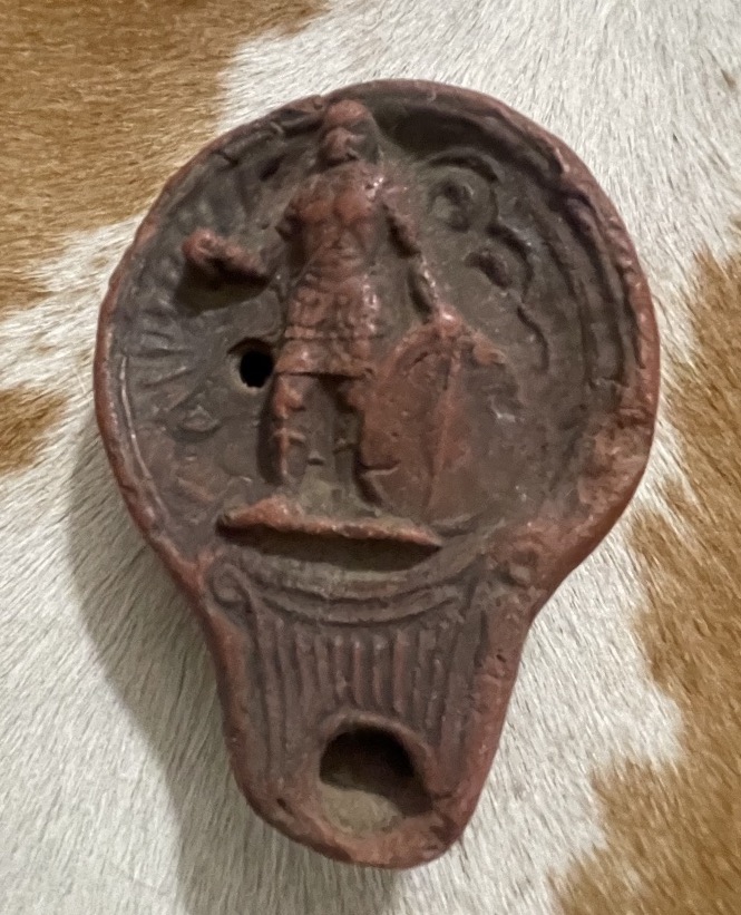 Lampe à huile romaine en terre cuite – Gladiateur-photo-4