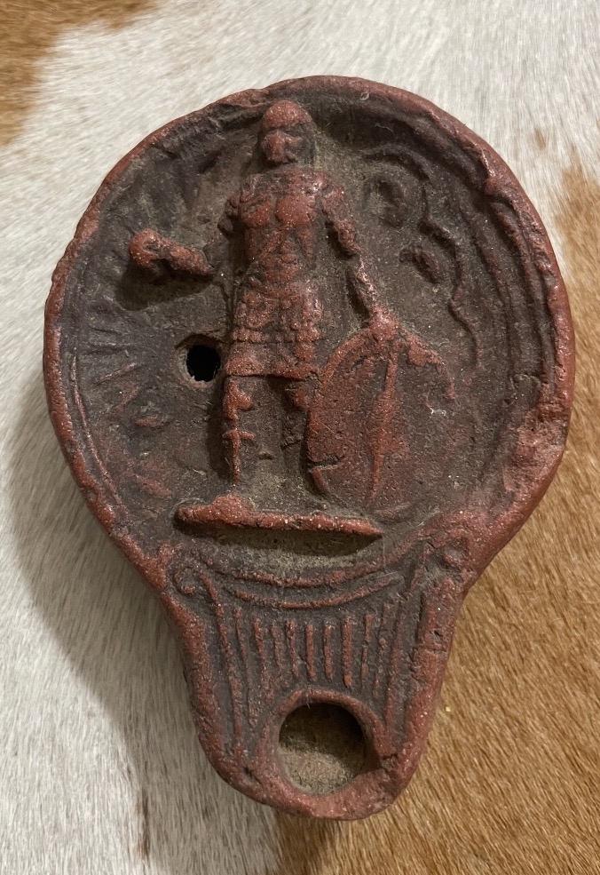 Lampe à huile romaine en terre cuite – Gladiateur