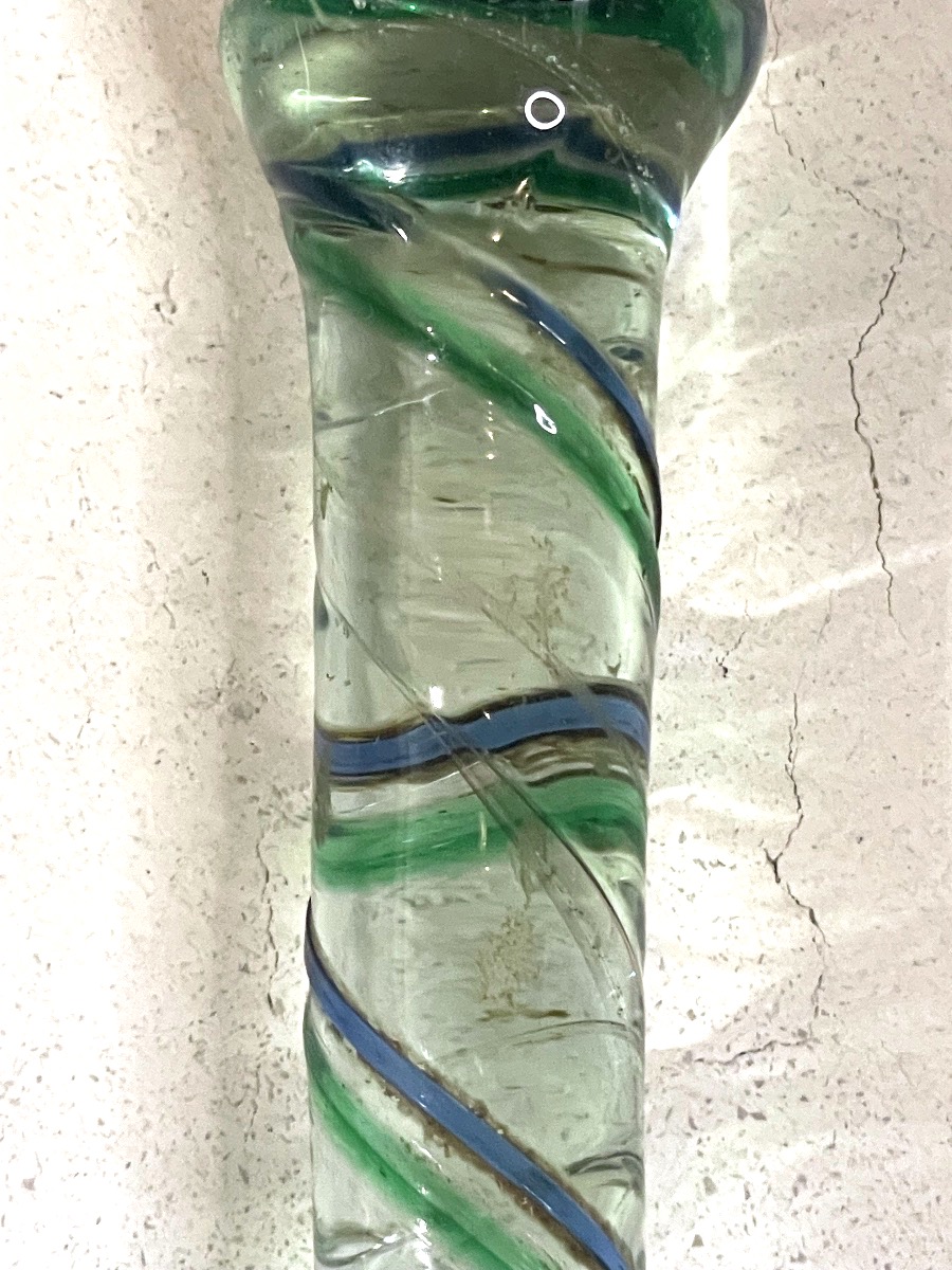 Rare Solid Glass "conscript's Cane" (glassmaker's Cane), Circa 1900.-photo-1