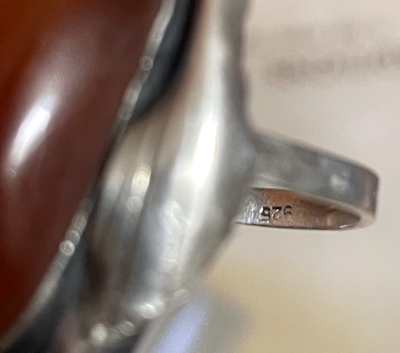 Bague en argent 925 et cabochon d'ambre – inspiration Art nouveau-photo-2