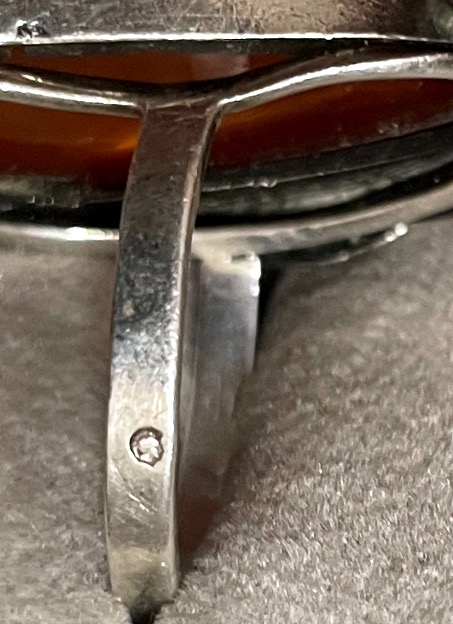 Bague en argent 925 et cabochon d'ambre – inspiration Art nouveau-photo-1
