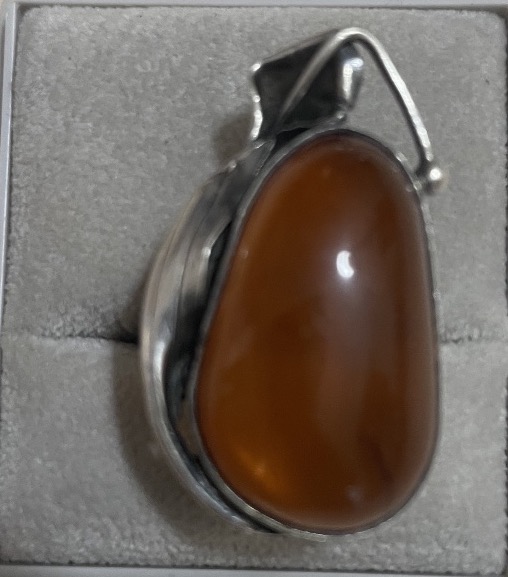 Bague en argent 925 et cabochon d'ambre – inspiration Art nouveau-photo-2