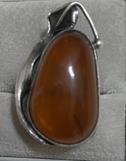 Bague en argent 925 et cabochon d'ambre – inspiration Art nouveau-photo-5